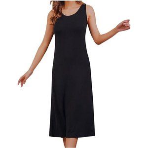 Sophie A Womens Fiat & Flare Tank Dress Sleeveless Square Neck Backless Black S